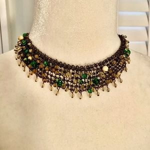 Vintage 60's Mesh beaded silver necklace